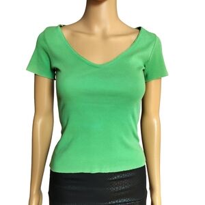 United Colors Of Benetton Green V-Neck Women's Top